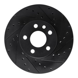 Volkswagen EuroVan Brake Rotor (1) - Front Right - R1 Concepts - Drilled & Slotted - Black - `01-`03